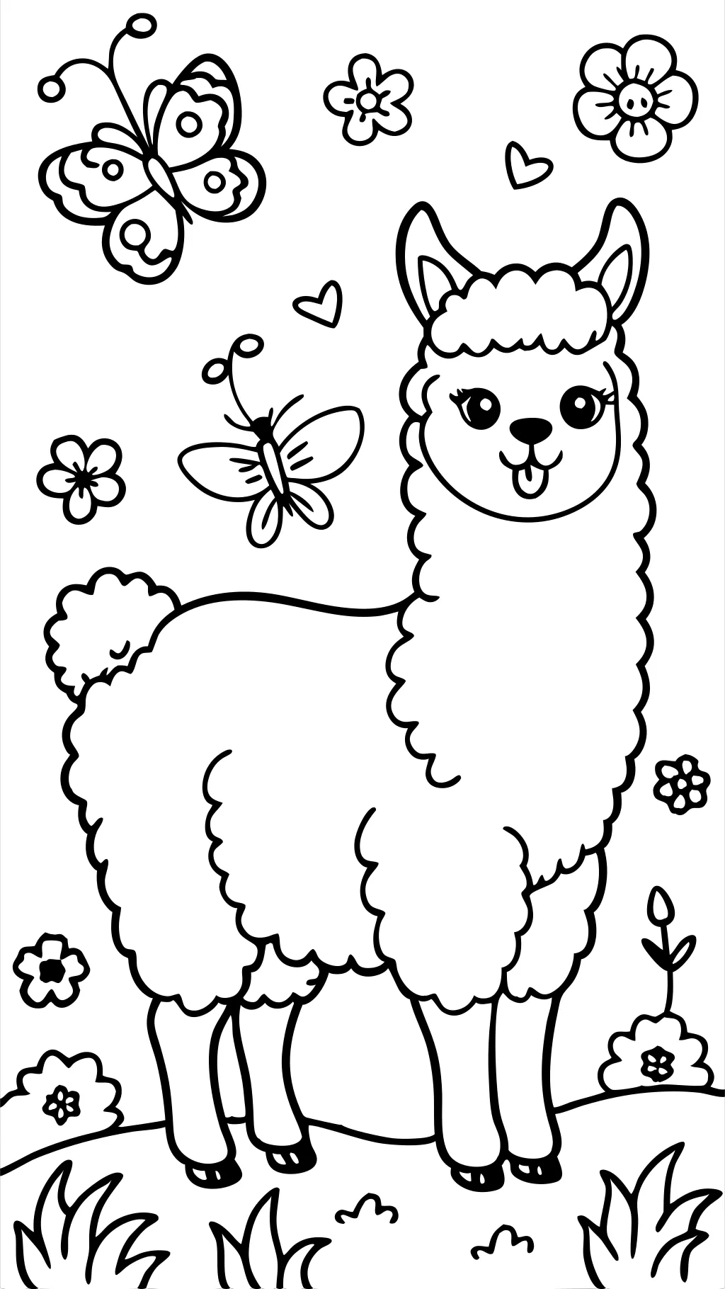 Página para colorear de alpaca